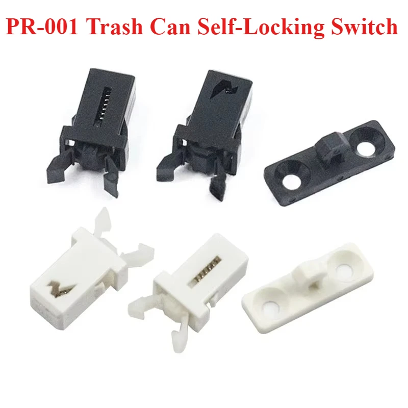 

PR-001 Trash Can Plastic Lock Self-Locking Switch Replacement Catch Compatible Touch Lid Bin Latch Black White Repair Clip