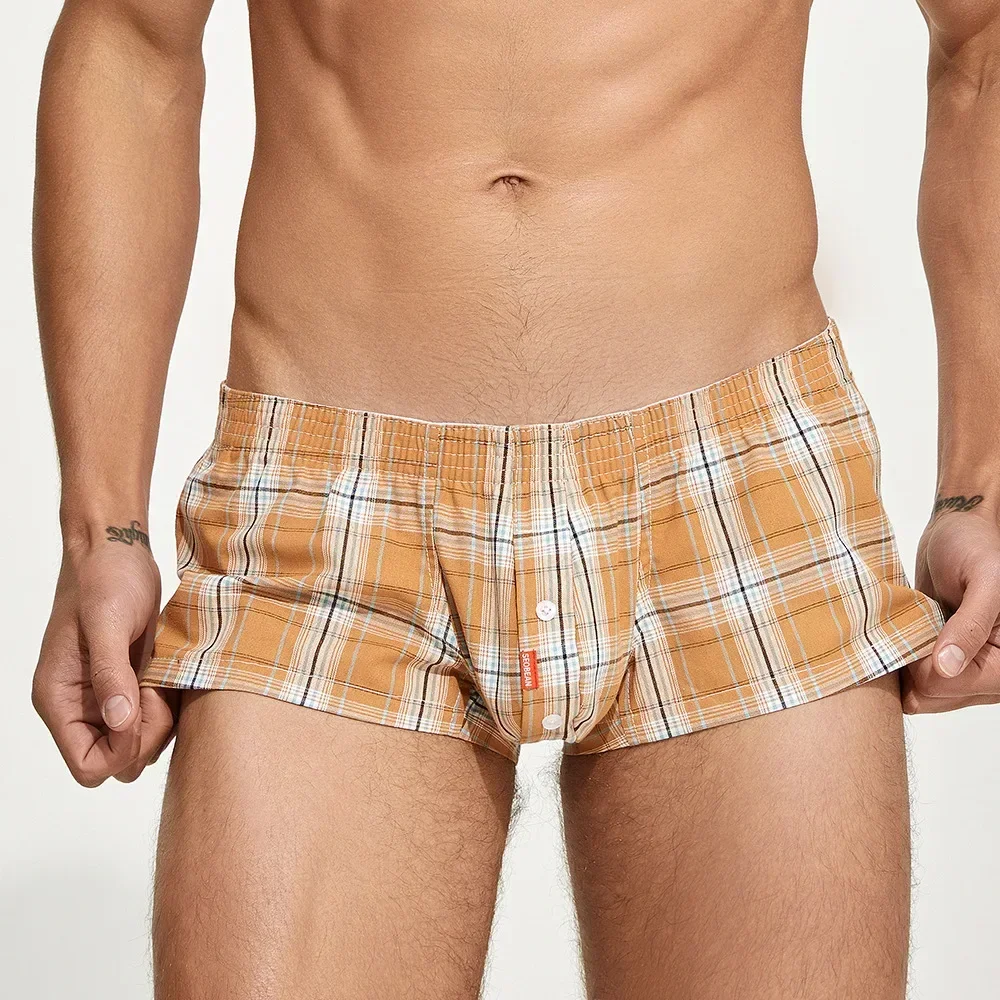 Männer Boxy Unterwäsche Klassische Plaid Aro Hosen Jugend Sexy Low-rise U Conve Pouch Boxer Shorts Casual Baumwolle Hause nachtwäsche Pyjamas