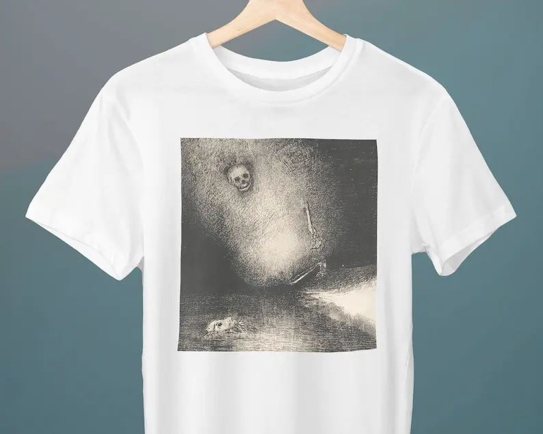 The Dream Is Realized by Death, Odilon Redon, Unisex T-Shirt, Death T-Shirt, Art T-Shirt, Gothic, Halloween, Spooky T-Shirt