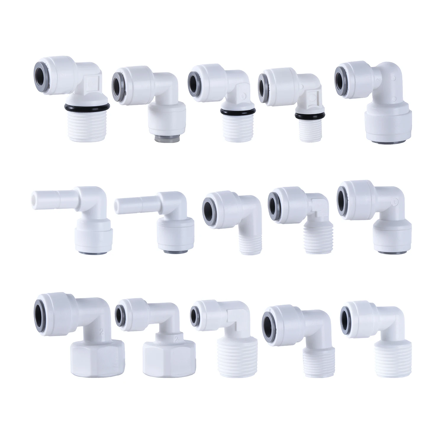 10PCS Elbow Water Fitting Male Female Thread 1/4 3/8 POM Hose Aquarium Quick Fitting Filter Reverse Osmosis Parts Accessories