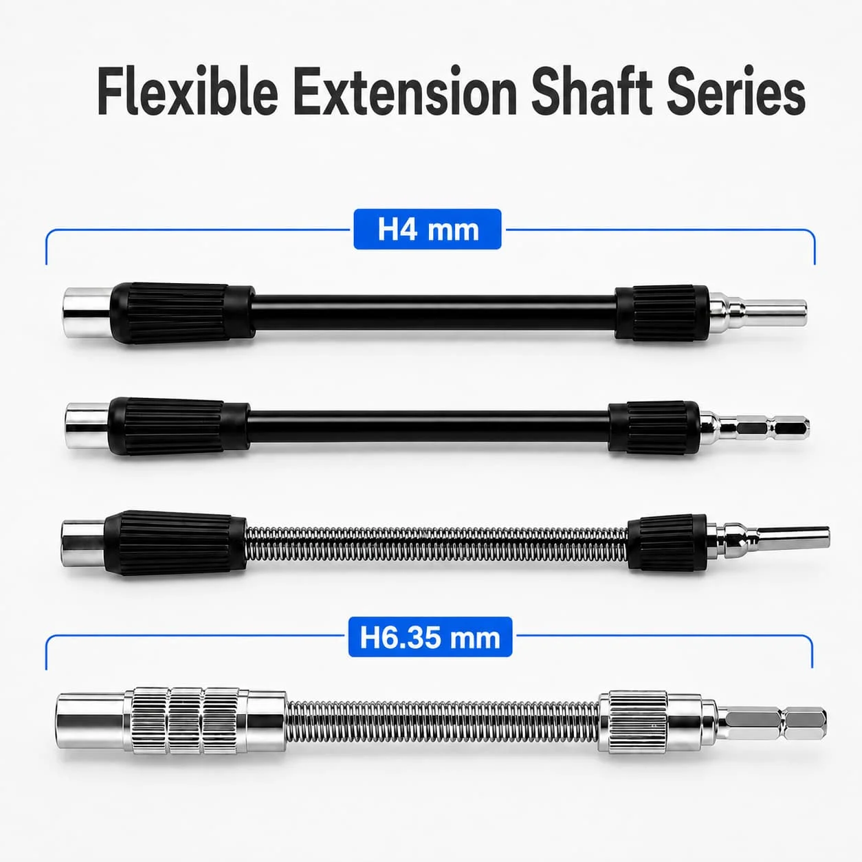 Flexible Extension Shaft Adapter, H4mm & 6.35mm Bendable Drill Bit Holder for Screwdriver Tight Spaces