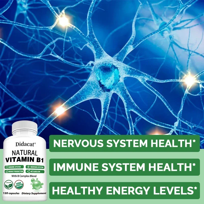 Natural Vitamin B1 B6 B12 Complex - Vitamin B1 Supplement, Essential B Vitamins for Men& Women, Nervous System, Immunity, Energy