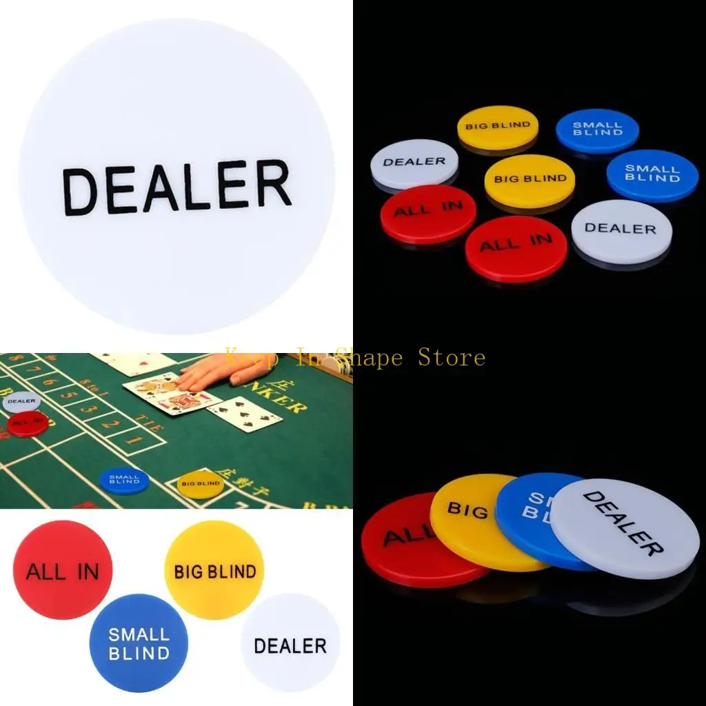 

U1JC 4PCS Круглая покерная кнопка маленькие слепые кнопки больших слепых дилеров монета покер чип монеты покерные карты защитные