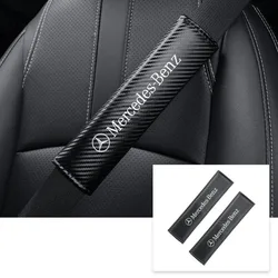 Carbon Fiber Leather Car Seat Belt Cover Shoulder Pad Neck Protection for Mercedes benz AMG C E S GLE CLC Class W204 W203 W205