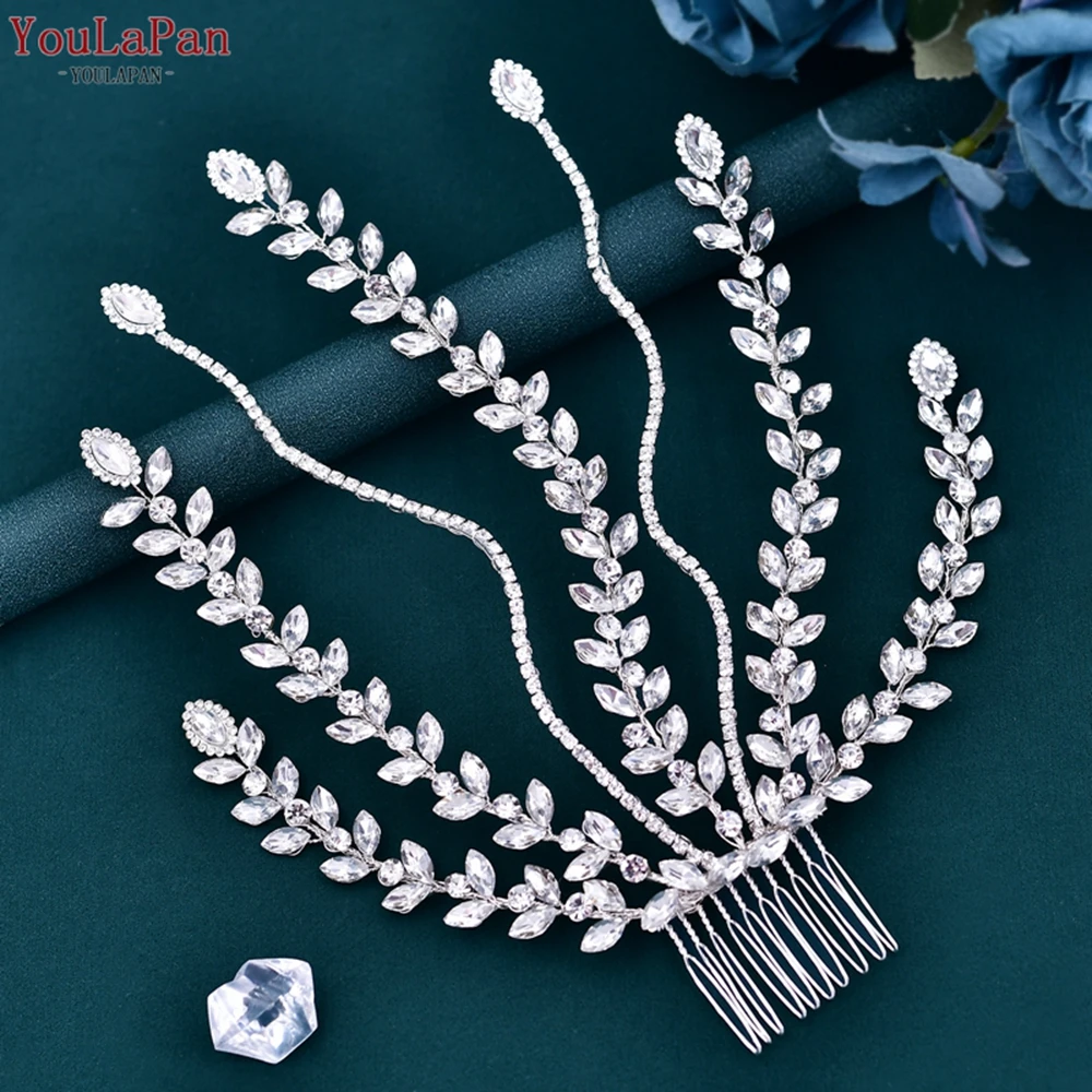 YouLaPan Bridal Comb Rhinestone Wedding Tiara Big Headpiece with Comb Wedding Hair Accessory Pageant Woman Bride Headwear HP525