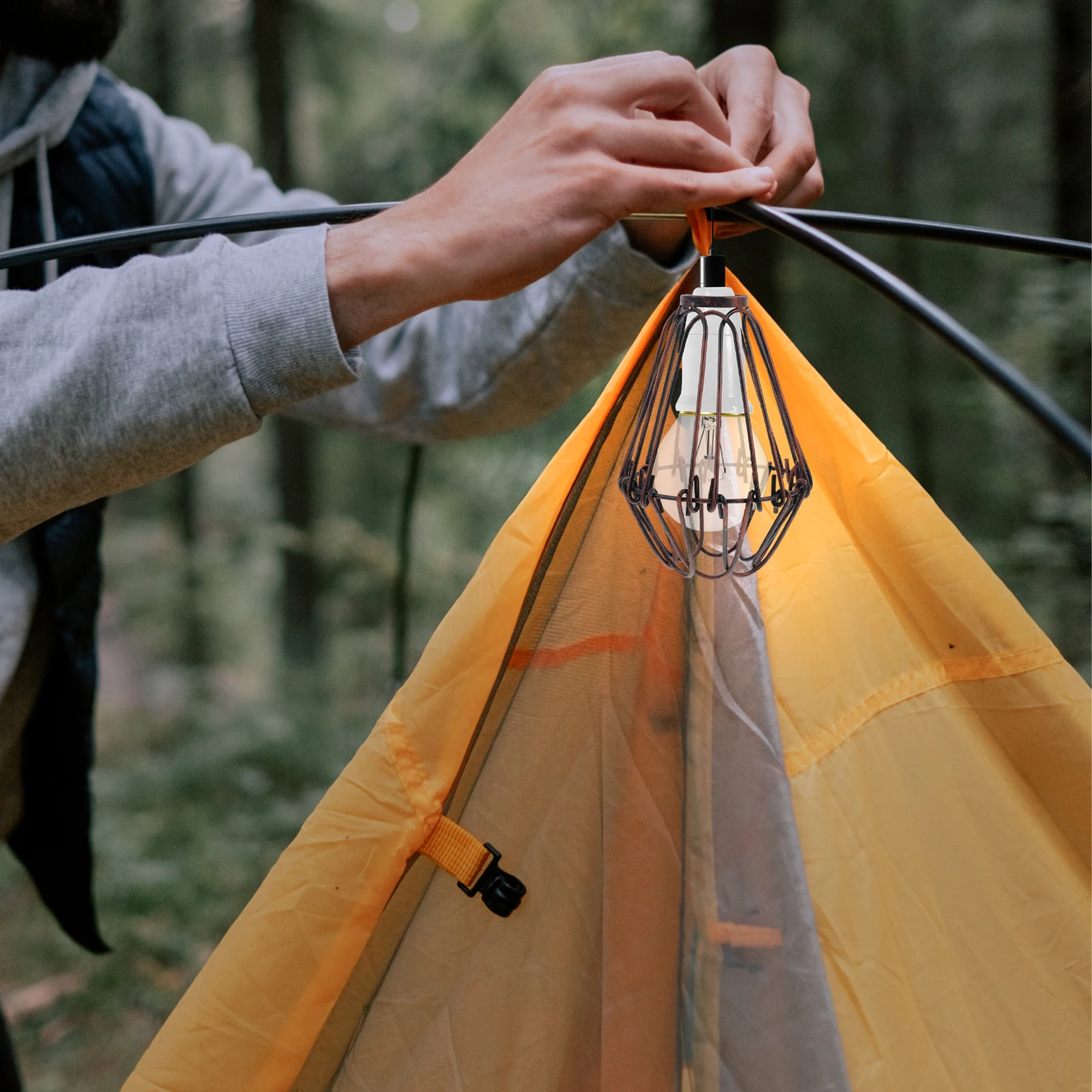 

1pc Vintage Iron Lamp Shade Small Metal Decorative Ceiling Cover Farmhouse Bedroom Porch Wire Cage Pendant Replacement