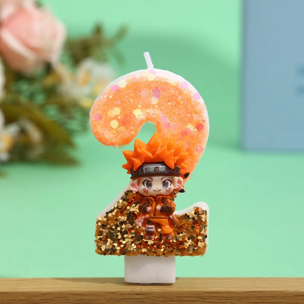 2026 ثلاثية الأبعاد ناروتو الشموع أنيمي موضوع 0-9 عدد الشموع استحمام الطفل كعكة المكونات في الاطفال كعكة عيد ميلاد الديكور هدية لوازم #4