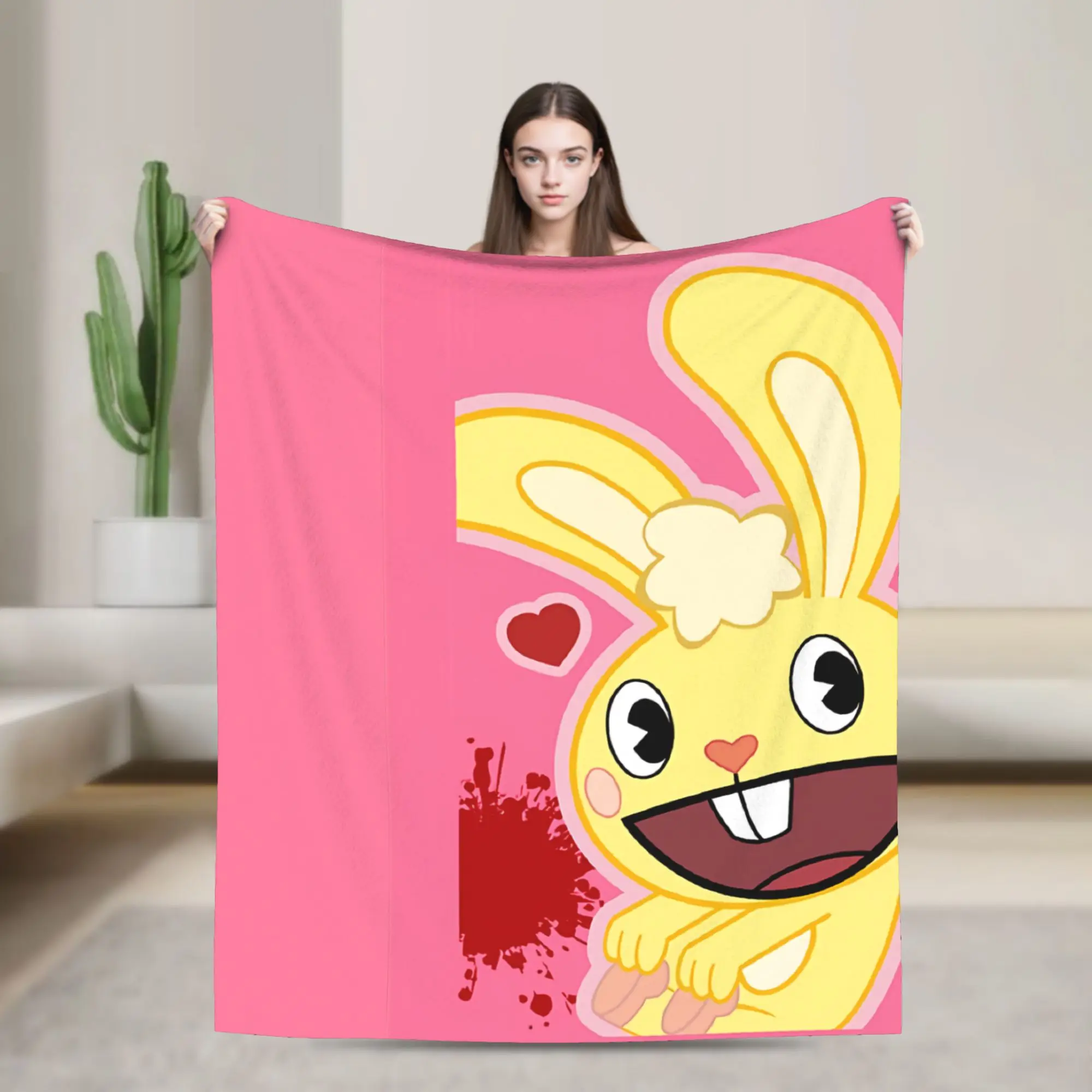 Happy Tree Friends Cuddles Blanket Velvet Summer Air Conditioning  Multi-function Soft Throw Blankets for Bed Car Bedding Throws
