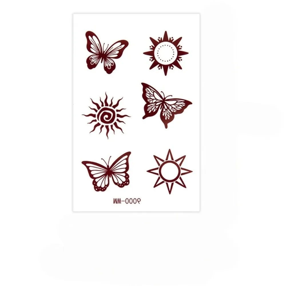 Red Mehndi Stickers Waterless Henna Tattoo Stickers Lace Fake Tattoo Wedding Tool Red Henna Tattoo Decals Waterproof Legs Arm