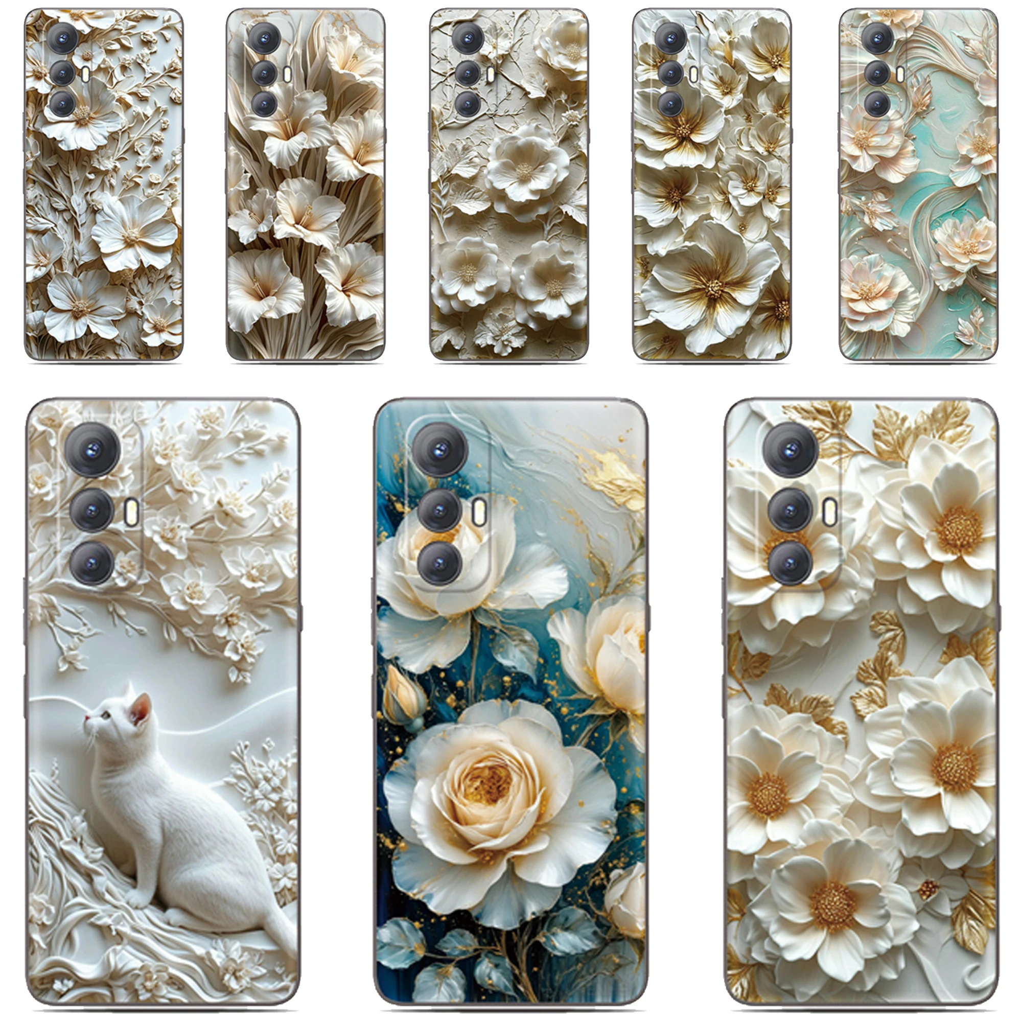 Blumenmuster Handyhülle für WIKO T60 T50 T20 T10 View 2 4 Lite 5 Y50 Y60 Y80 Y51 Y61 Y82 Y52 Y62 Power U30 U20 U10 Rückseiten-Cover