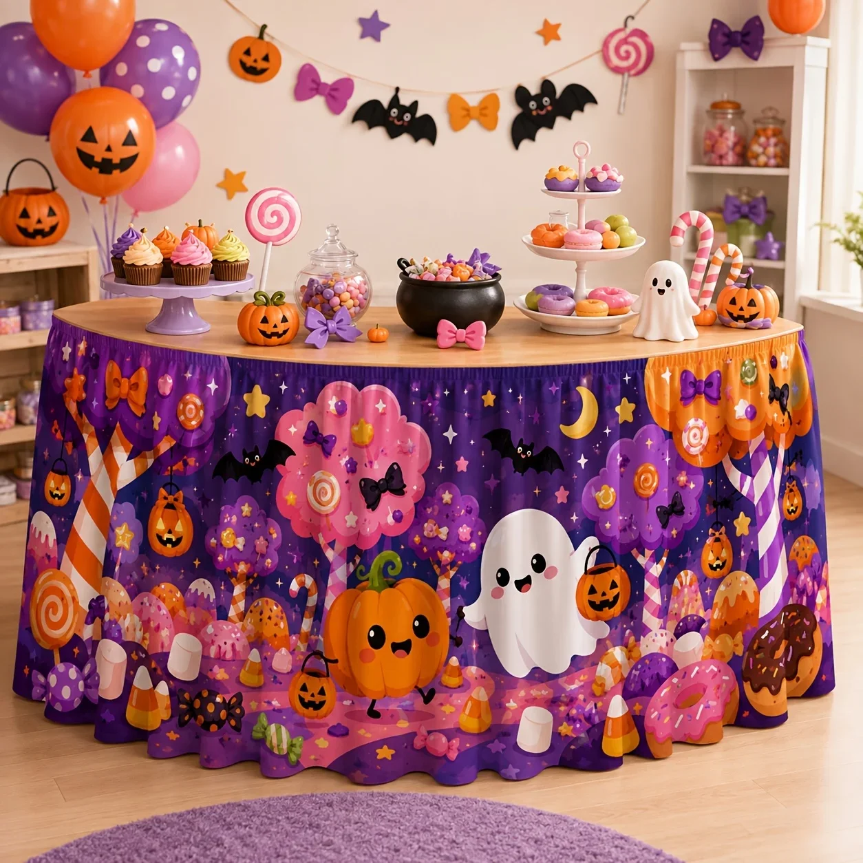 Tablecloth table skirt Halloween Polyester fiber Intricately designed, sweet and colorful prints with plenty of imagination