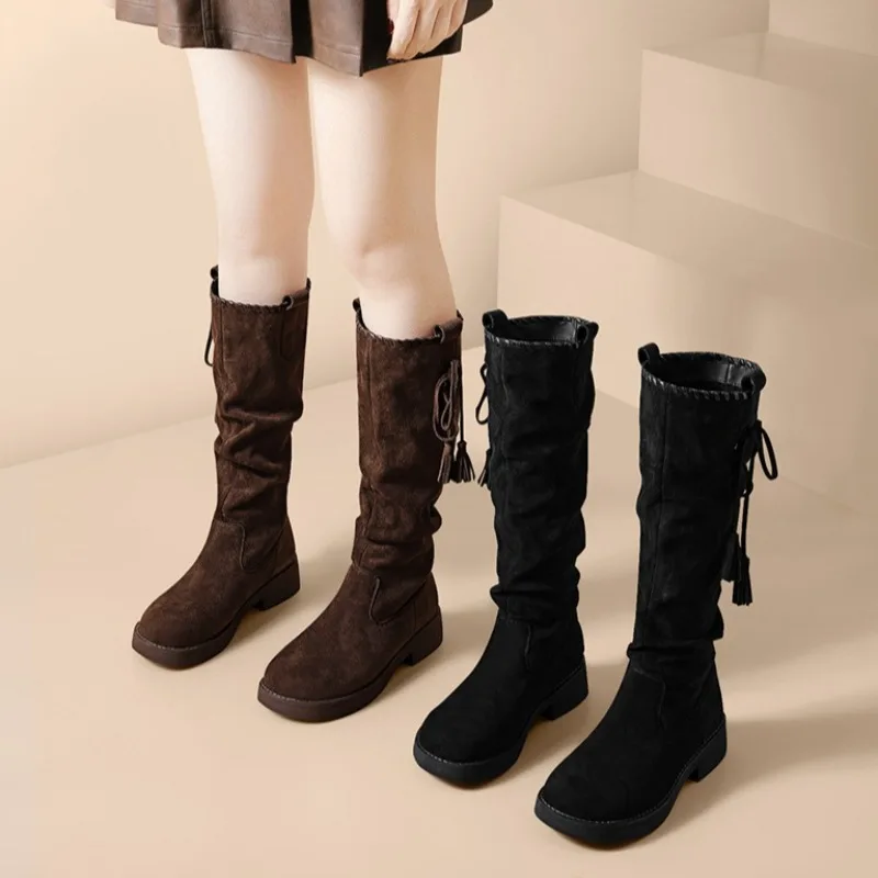 Luxury Temperament Platform Boots Women's 2026 New Western Cowboy Boots High Quality Trend Knight Boots Calf Socks Women's Shoes