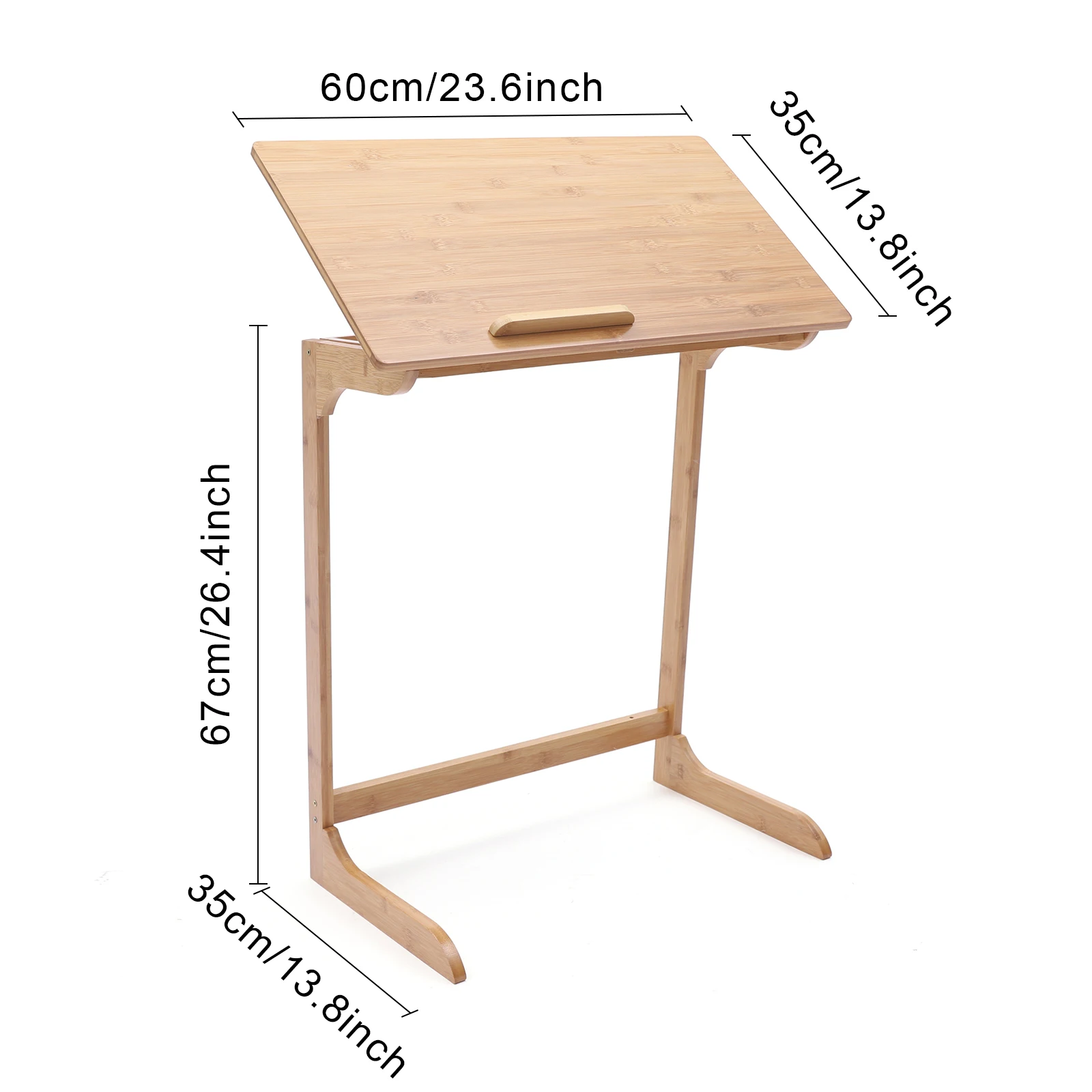 Portable Freestanding Natural Bamboo Portable Computer Table Rectangle Height Adjustable