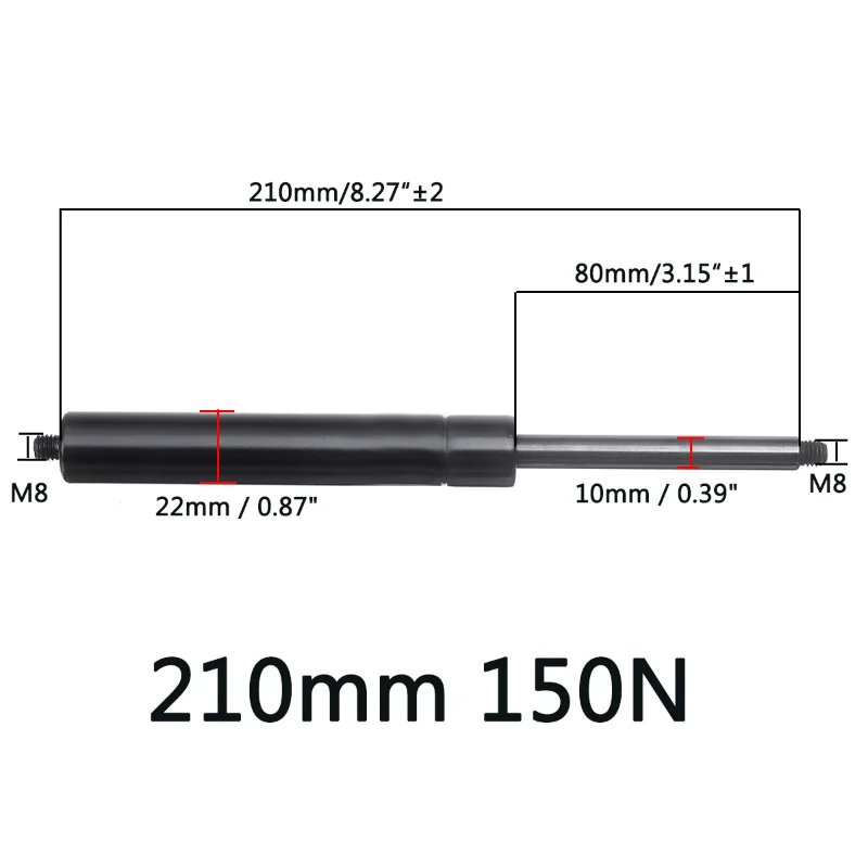 2pcs 210-510mm 150N Car Gas Strut Bars Gas Spring Hood M8 Support Rod Shock Lift for RV Bed Window Bus Caravans