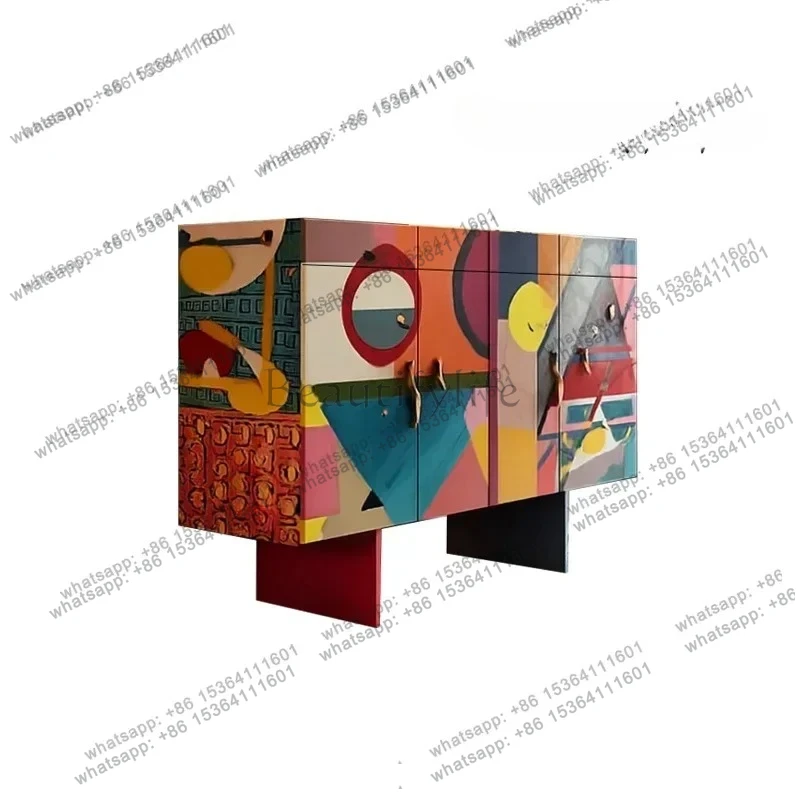 

Painted Household Shoe Cabinet Italian Post-modern Light Luxury Living Room Dining Side Cabinet