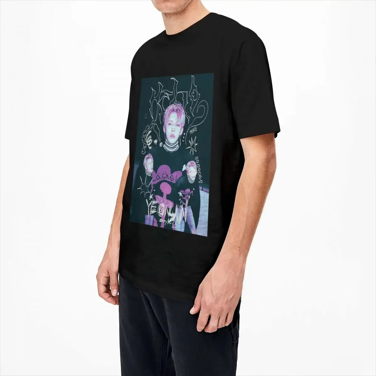 Korean Kpop Txt New Album Yeonjun T Shirt Men Classic Cotton T Shirts Summer O Neck Harajuku Tees Design Oversized Tops