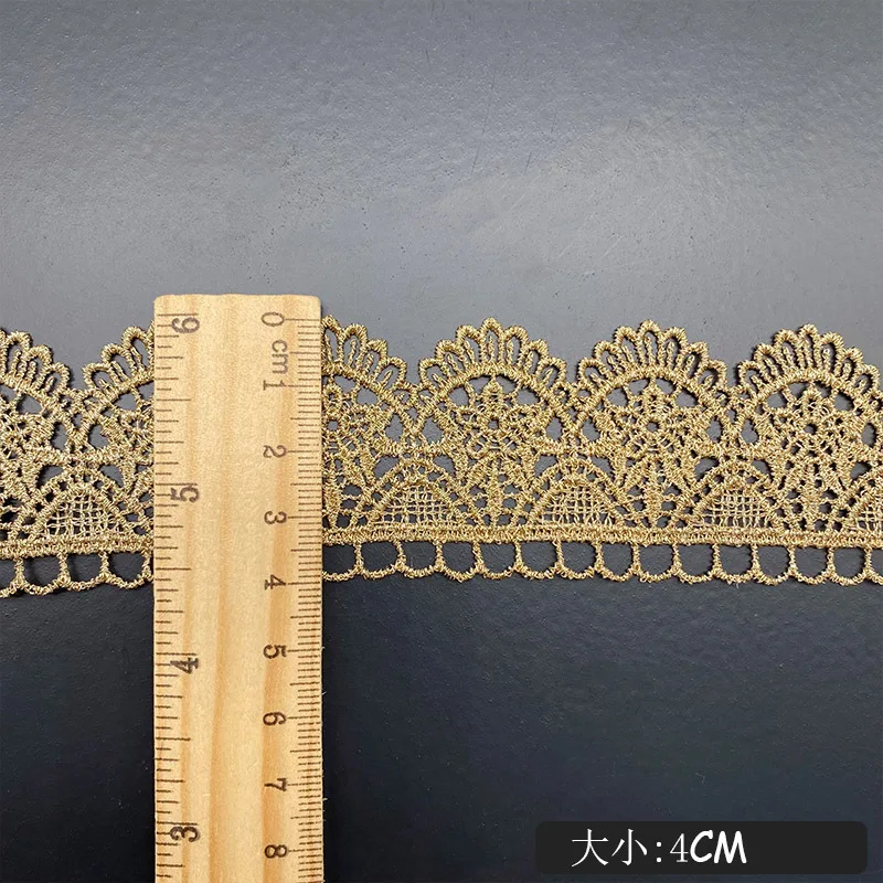 

Gold Wave Lace Trim 4cm Embroidered Lace Fabric Ribbon DIY Sewing Crafts Bag Garment Accessories Lace Fabric 10 Yards