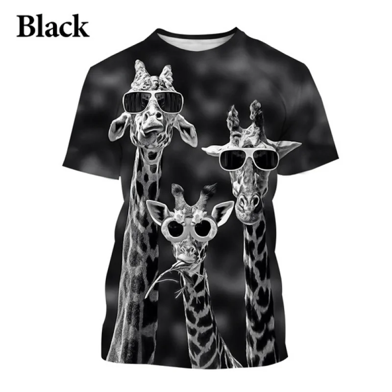 2022 New Fashion Giraffe 3D Printed T-shirt for Men and Women Casual Funny Short-sleeved T-shirt