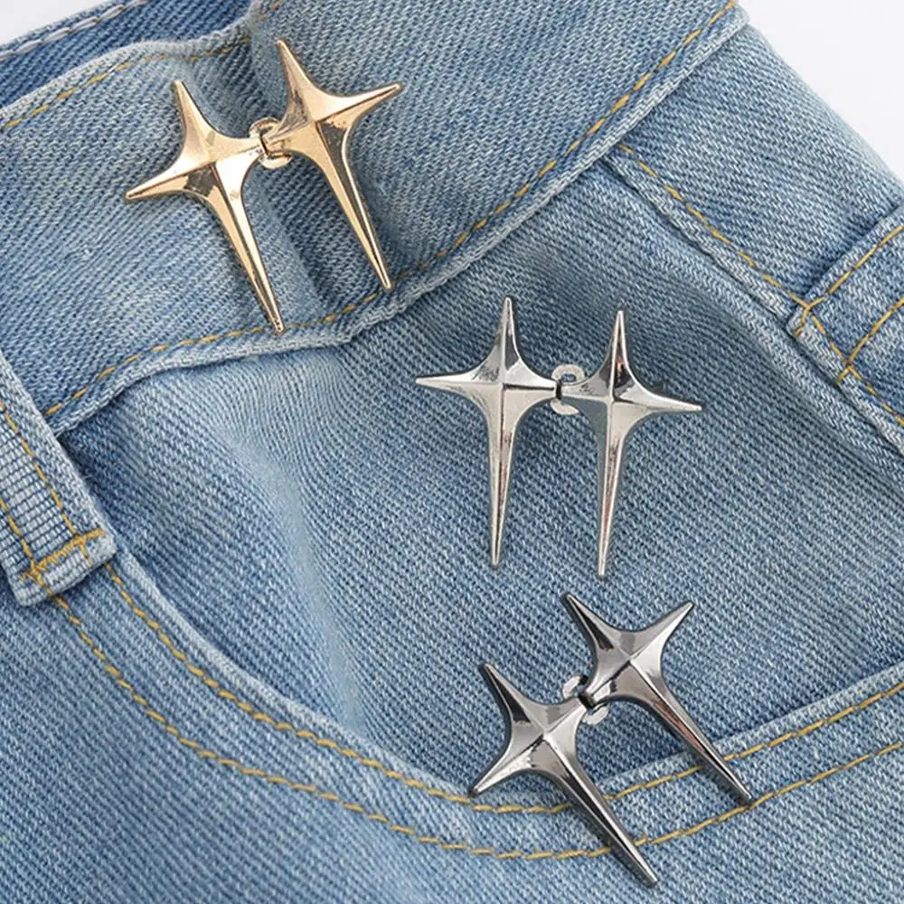 مشبك معدني مُثبّت كبّاس بنطلون الخصر زر دبوس زر أزرار معدنية ثابتة تنورة تعديل زر تشديد قطعة أثرية DIY بها بنفسك #4