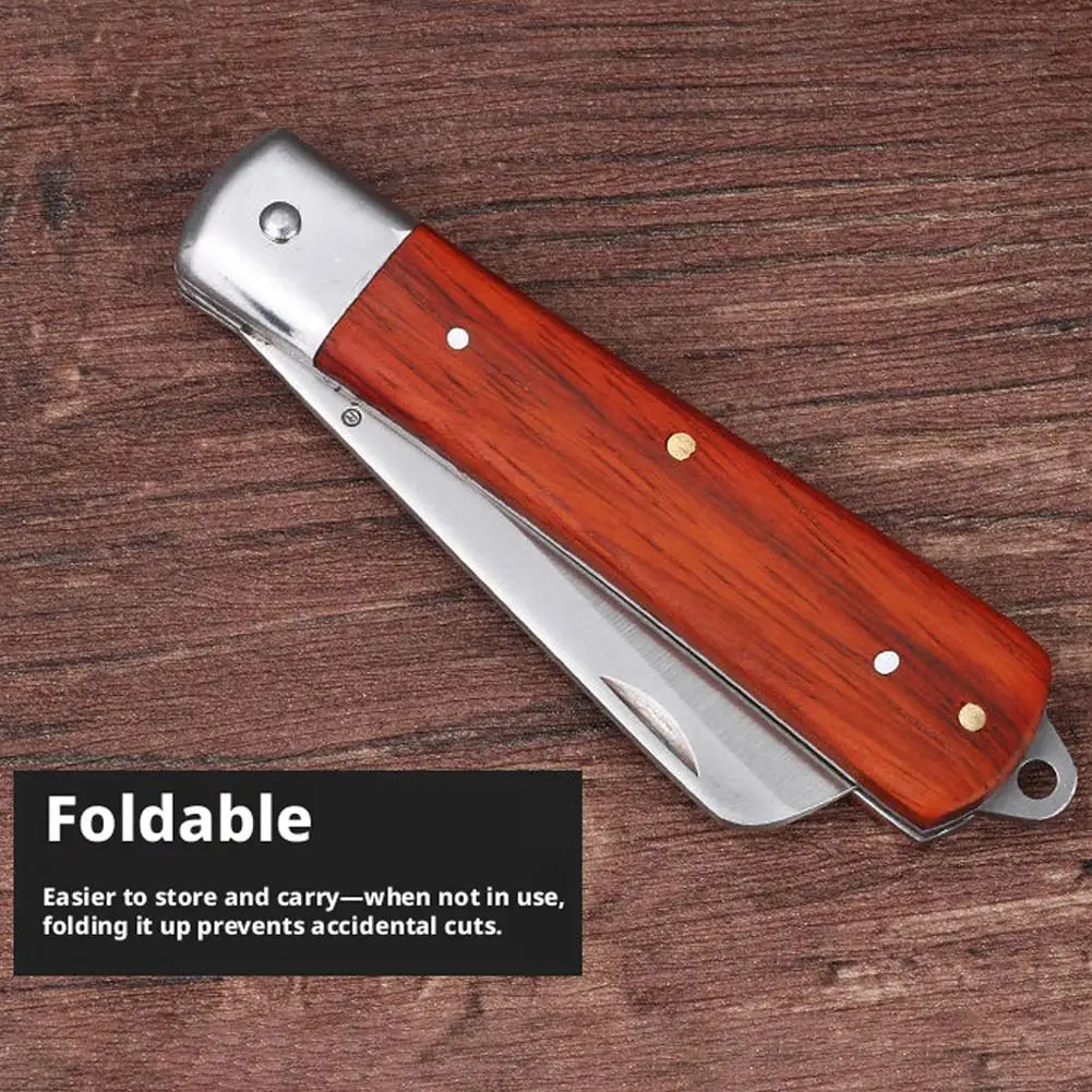 Folding Grafting Knife With Wooden Handle Grafting Pruning Tool For Fruit Trees Professional Garden Cutter Scissors Tool