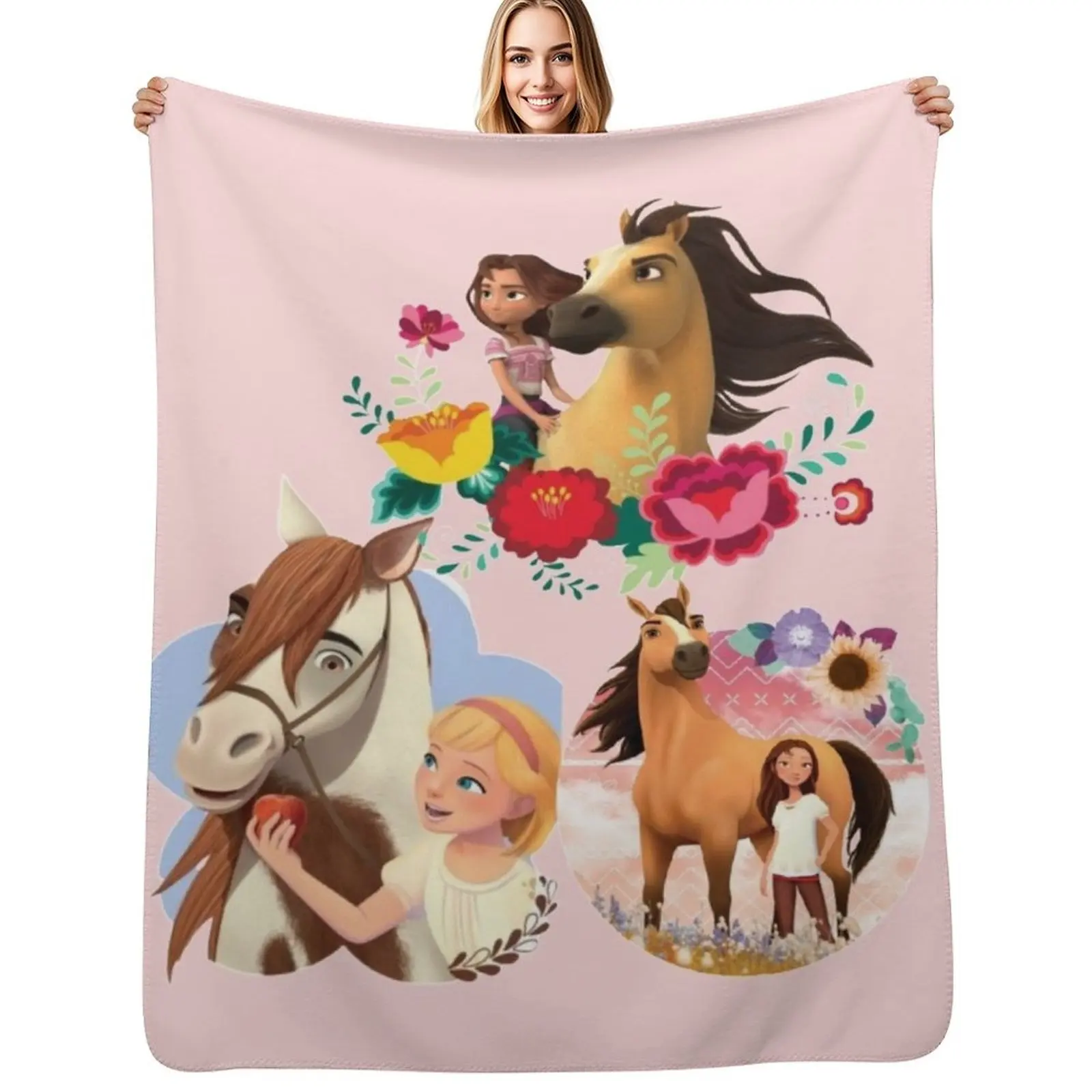 Spirit Riding Free animation series Throw Blanket Hairy Decorative Beds Plaid on the sofa cosplay anime Blankets