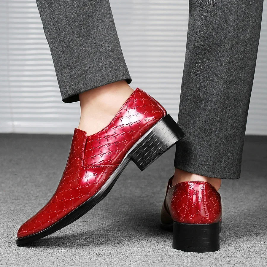 Brand Business Dress Men Shoes Formal Slip On Dress Shoes Men Thick Heel Oxfords High Quality Leather Shoes For Men Lift Loafers image 2