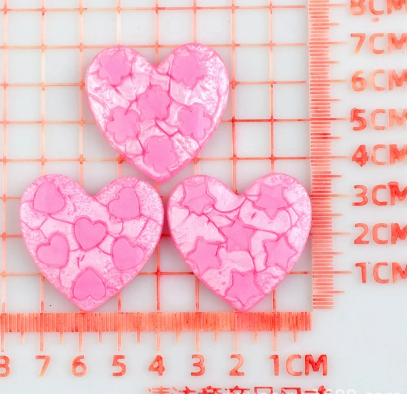 10pcs Vintage Hearts Resin Cabochons Flatback for Scrapbook Home Decoration Accessory Resin Heart Shape Ornament DIY Slime Charm