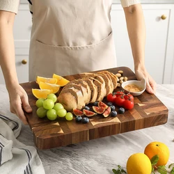 XINZUO Acacia Wood End Grain Cutting Boards Wooden Butcher Block Meat Cutting Wood Thick Board