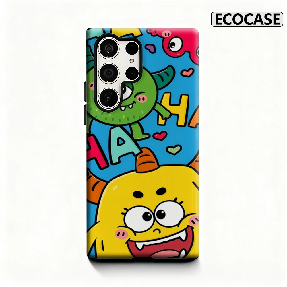 Funda de teléfono Cheeky Monster HA HA Party para Samsung Galaxy S25 Ultra S24 S23 Ultra Plus, funda trasera brillante de doble capa