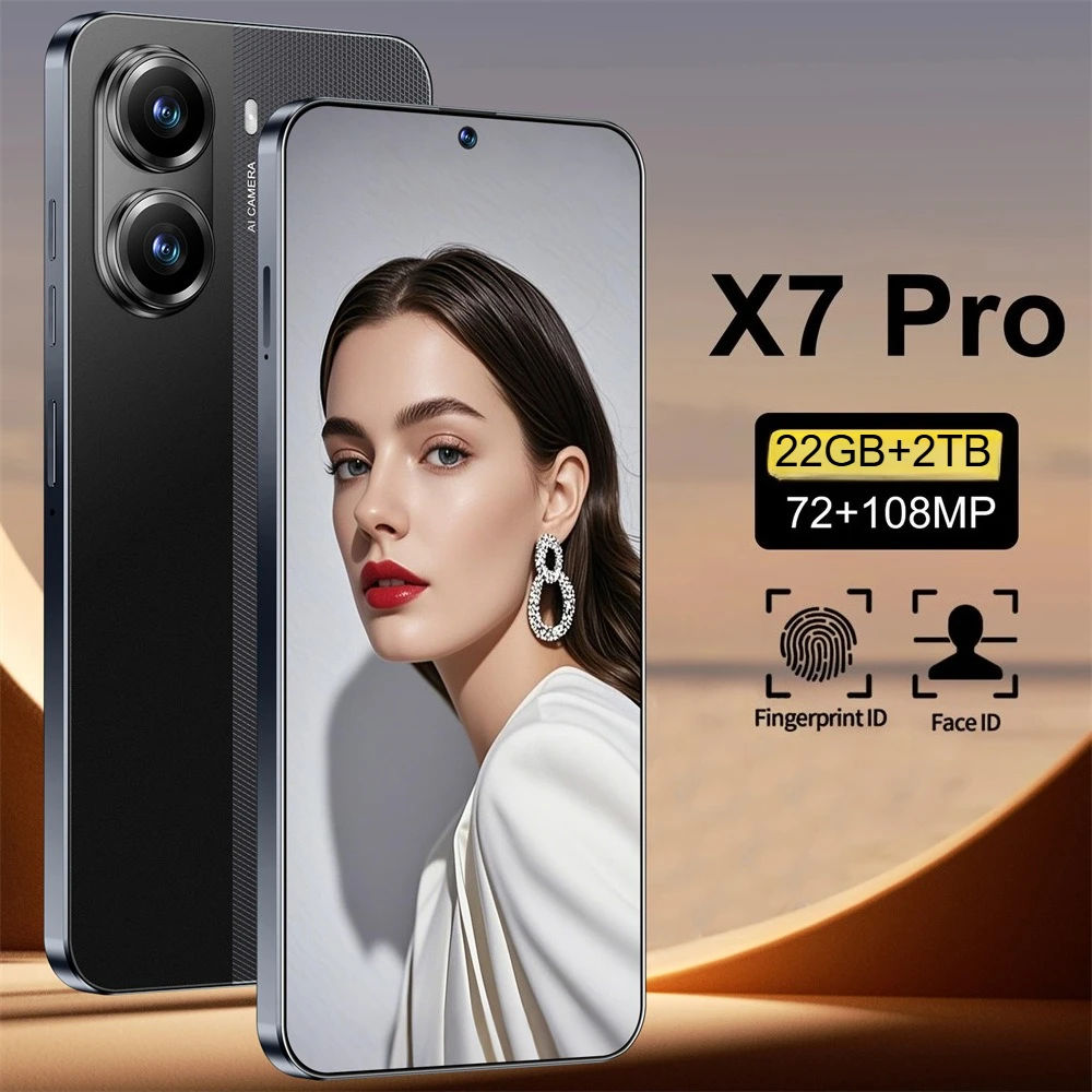 

HOT 2025 X7 Pro Global Edition Original Smart 4G 5G Dual SIM Card 6800mAh Battery Facial Recognition Function 7.3 inch 22GB+2TB