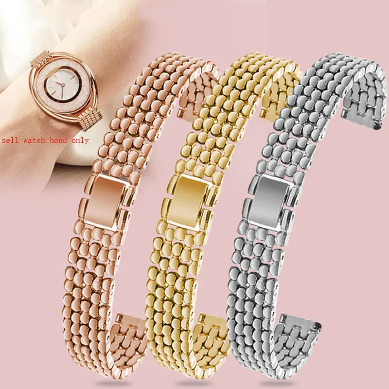 Fashion Stainless steel watch strap For Swarovski FOSSIL  A-rmani  women wristwatch charm watch metal strap 12/14/16mm