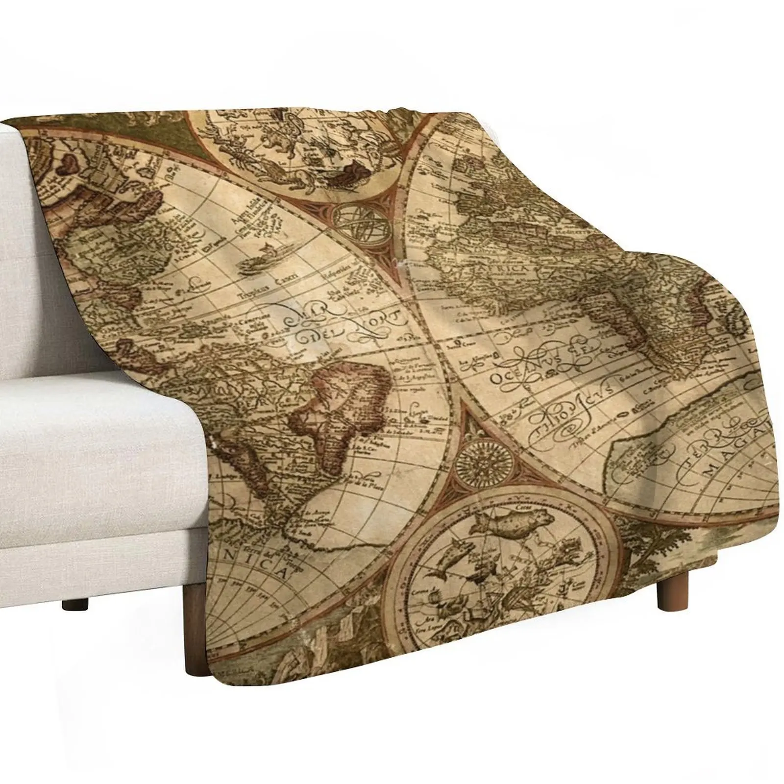 Ancient Map Throw Blanket valentine gift ideas heavy to sleep Multi-Purpose for winter Plush Custom Blankets