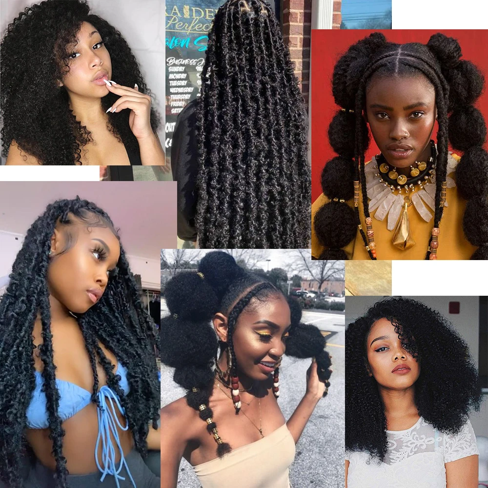 Kinky Marley Twist Braiding Hair High Puff Springy Afro Twist Hair Extension Synthetic Crochet Hair Bulk for Butterfly Locs