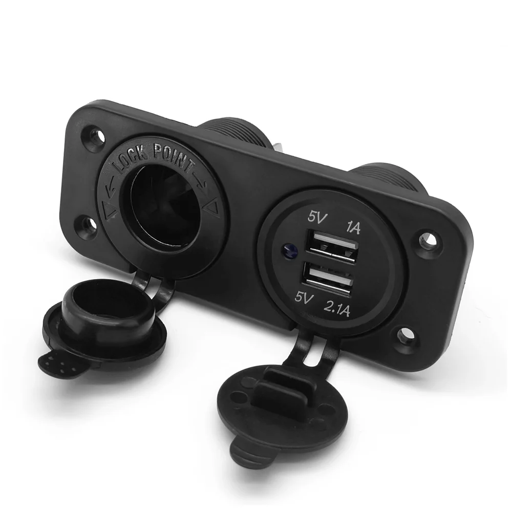 

Cigarette Lighter Socket Splitter 12V Dual USB Charger Power Adapter Outlet for Car Boat Marine Motorcycle Scooter RV DIY Kit