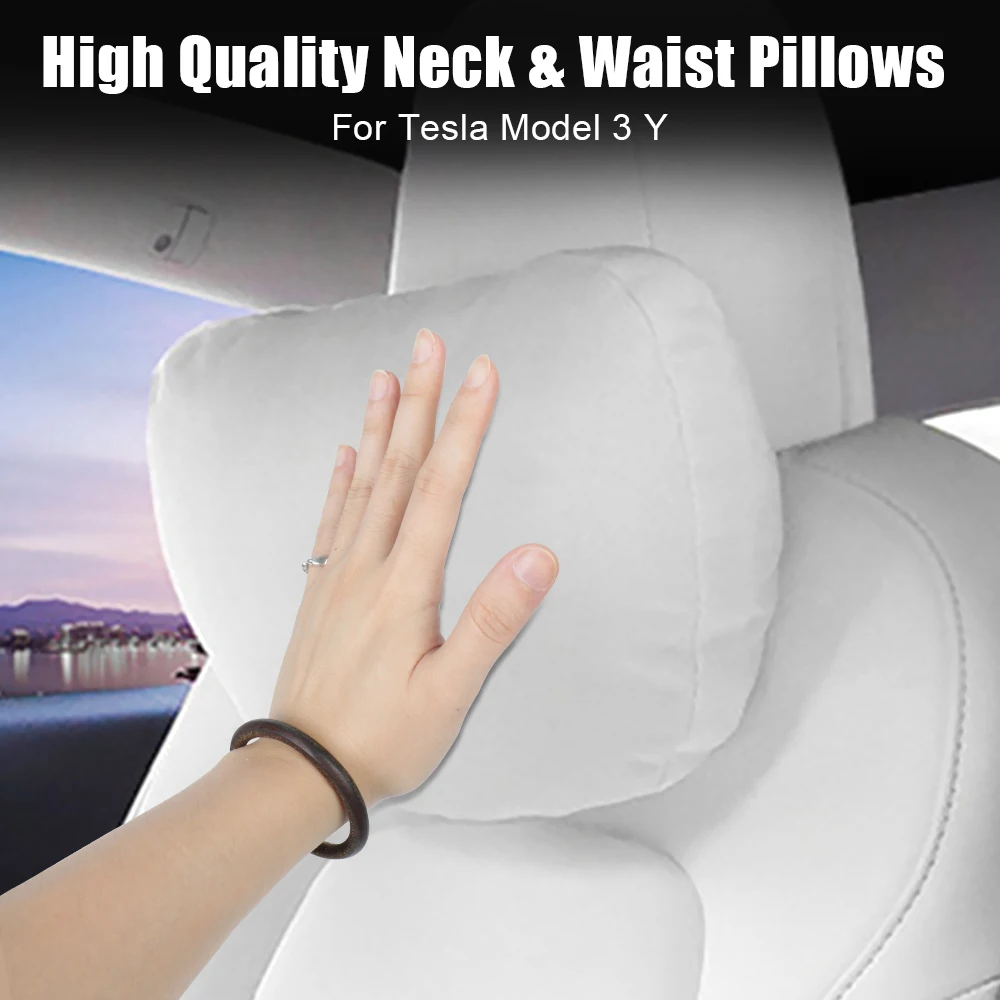 For Tesla Model 3 Y Universal Headrest 1 Pc For Head Lumbar Relief Support Soft Comfortable Cushion Car Neck Waist Pillows