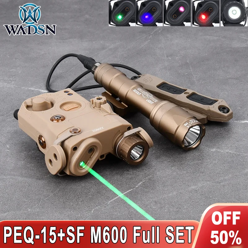 

WADSN PEQ 15 Equipments Red Green Blue Powerful Airsoft Laser IR Indicator Surefir M300 M600 M600 Flashlight Dual Control Switch