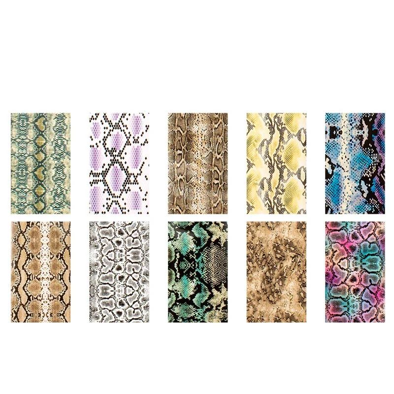 10pcs Wild Snake Print Nail Foil Leopard Animal Skin Transfer Starry Sky Sticker Tropical Style Nail Art Decor Decal 4*20cm