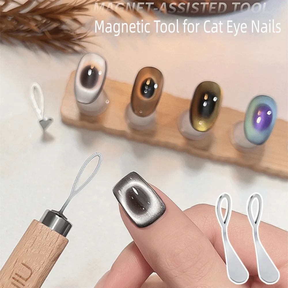 Olive-shaped Guide Cat Eye Nail Art Tool DIY Manicure Kit Iron Cat Eye Magnet for Nails Hollow Cat Eye Magnet Tool