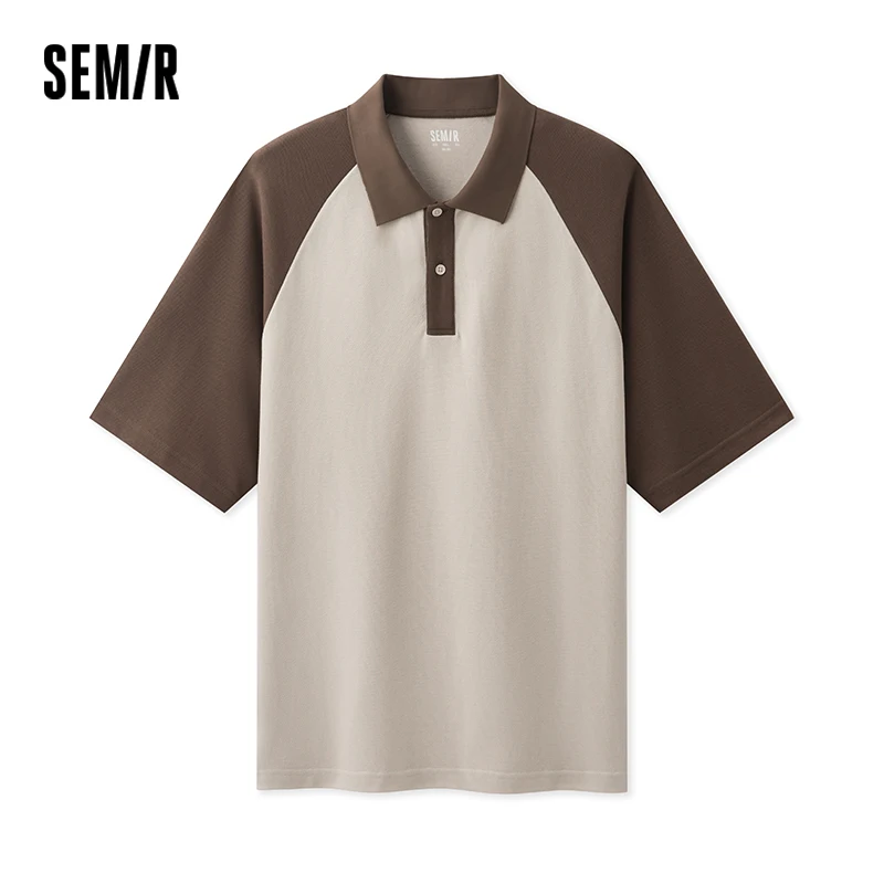 

Semir Polo Shirt Men 2025 Summer New Color-Block Raglan Sleeve Vintage Loose Fit Polo Top