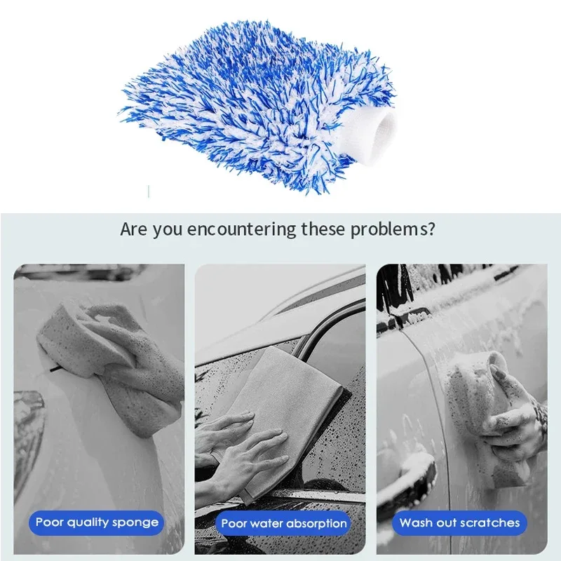 Plush Car Wash Mitt Microfiber Thick Car Cleaning Mitts Auto Wash Accessories Car Cleaning Tools view 4