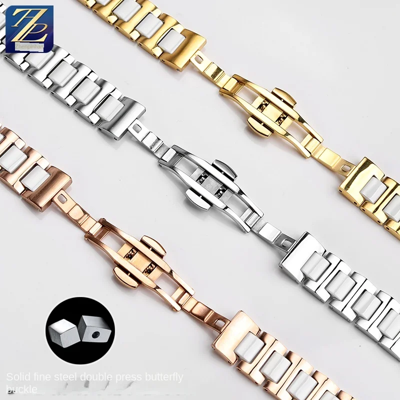 Precision Aço Entalhado Cerâmica Assista Strap, Adaptável Watch Strap, Adequado para Senhoras, COACH, 14503837, 38 GC, Guacan, Rossini Series