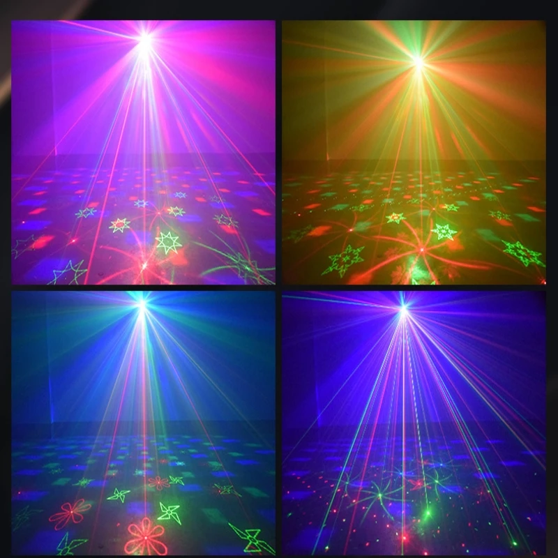 Patrón DJ Luz de discoteca RGB Luces de efecto de escenario Batería USB Bola mágica Proyector láser Boda Navidad Fiesta navideña de Halloween