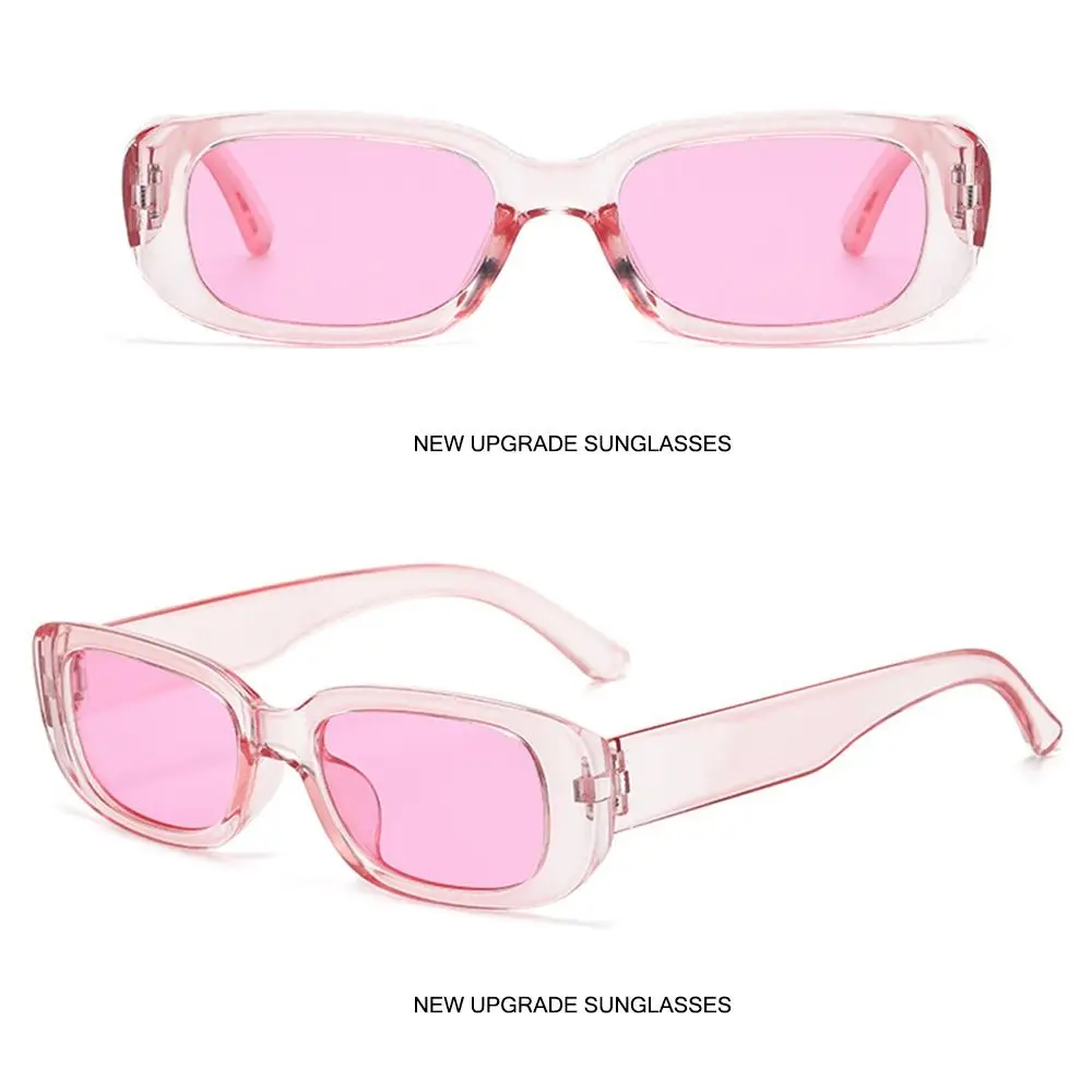แฟชั่นกรอบสี่เหลี่ยมแคบ Y2K แว่นตากันแดดสี Candy UV400 ป้องกันแว่นตากันแดดรูปสี่เหลี่ยมผืนผ้าเฉดสีดําสําหรับผู้หญิงผู้ชาย