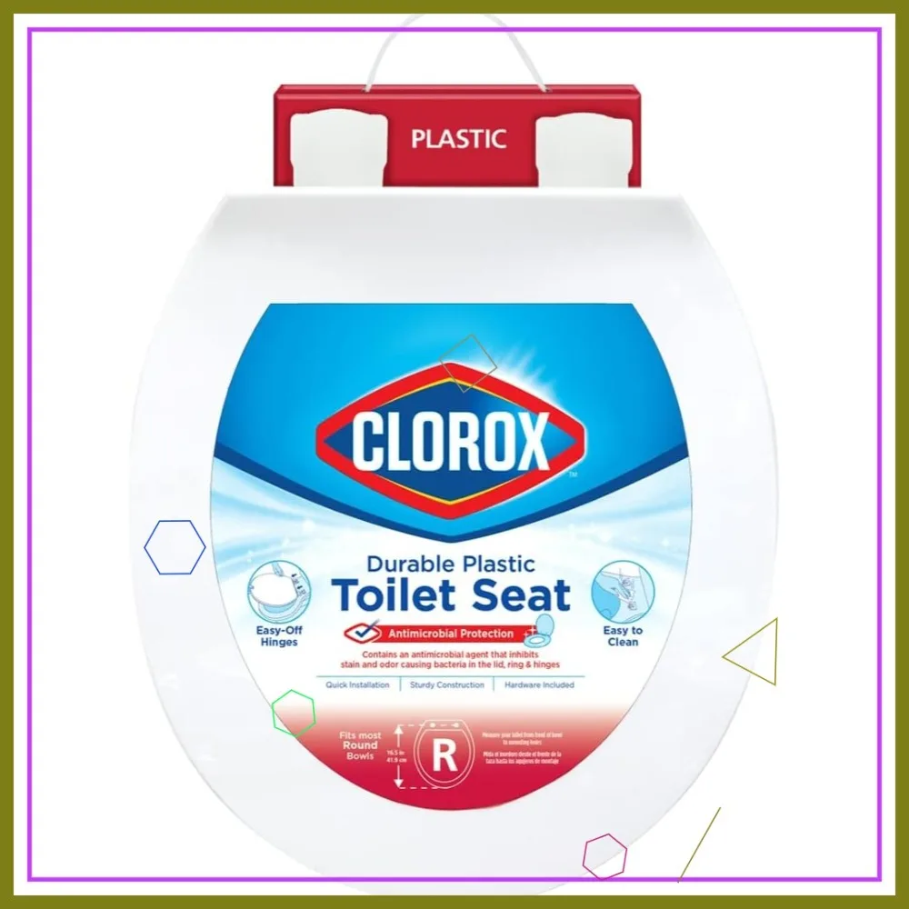 

Round Beveled Plastic Toilet Seat with Easy-Off Hinges, Wiggle-Free Design for Secure Fit