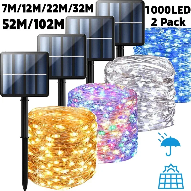 Solar Garland String Lights Waterproof Solar Powered LED Festoon Lamp Outdoor for Backyard Wedding Birthday Party Garden Decor
