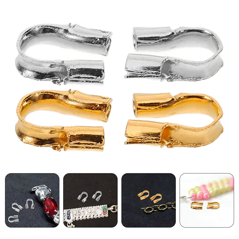 

400Pcs Beading Findings U Shape Metal Wire Protectors for Jewelry Making DIY Necklace Bracelet Craft Supplies Clasp Connector