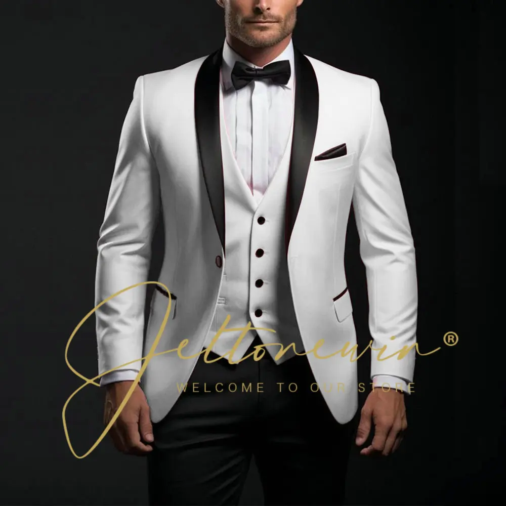 Light Green 3 Piece Suit For Men (Blazer+Vest+Pant) Slim-fit Business Groomsman Suit Groom's Wedding Dress Men's Suit