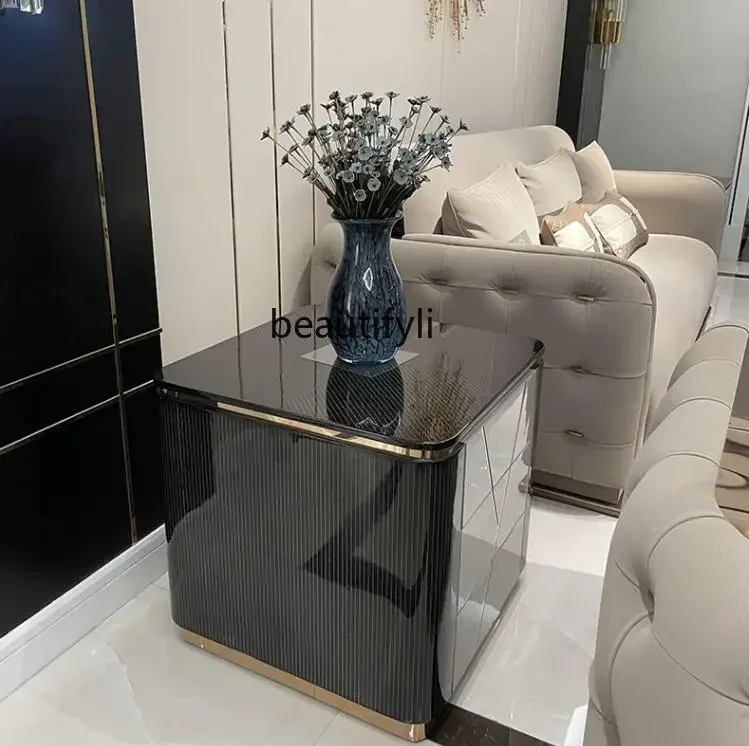 

z.Minimalist Luxury Side Table Postmodern Living Room Solid Wood Furniture Italian Style Coffee Table TV Cabinet Corner Table Se