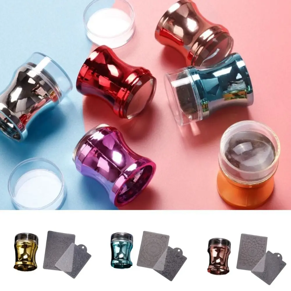 DIY Nail Printing Tool Siliconen nagelstamper Zachte kop Transparante Jelly siliconen stempel met deksel Snelle nagels Tip