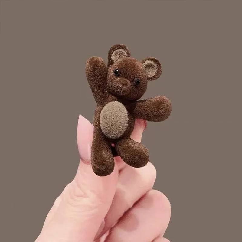 Clip latéral en forme d'ours en velours ondulé, épingle à cheveux délicate et compacte pour frange et cheveux latéraux, pince à bec de canard, accessoires pour épingle à cheveux, 1 pièce